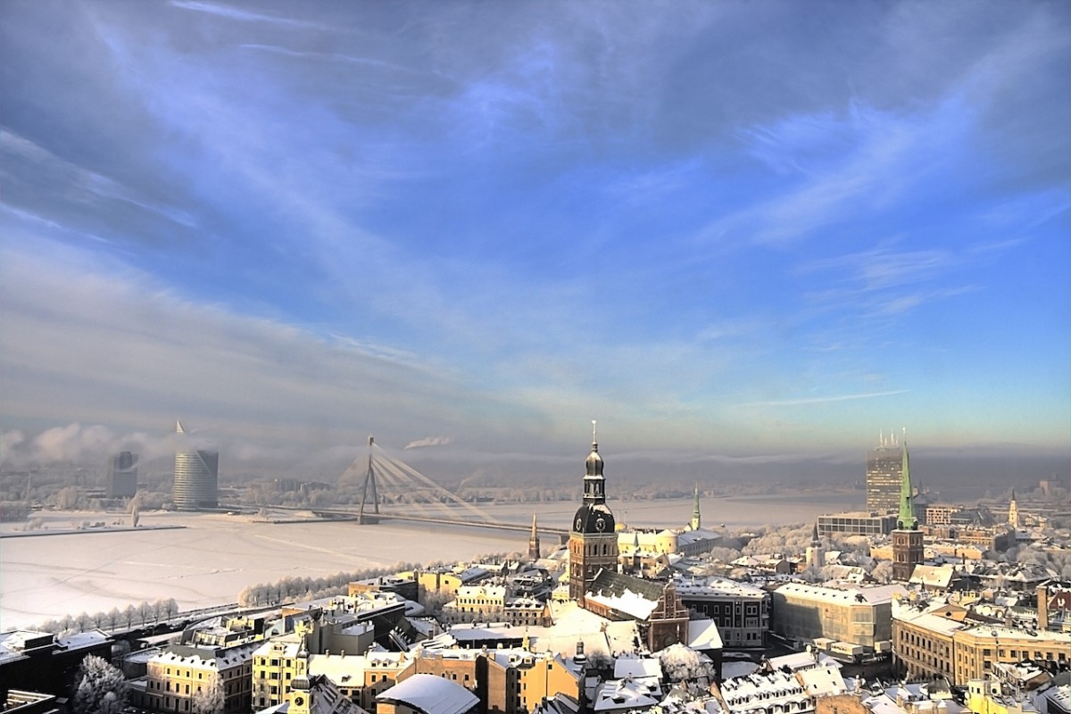 Riga gets covered in beautiful snow