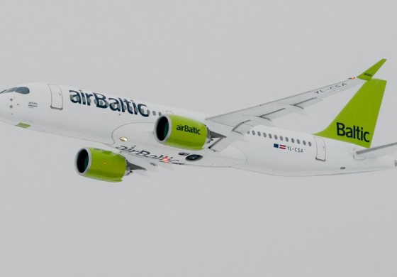 airBaltic CS300 Aircraft Arrives to Riga